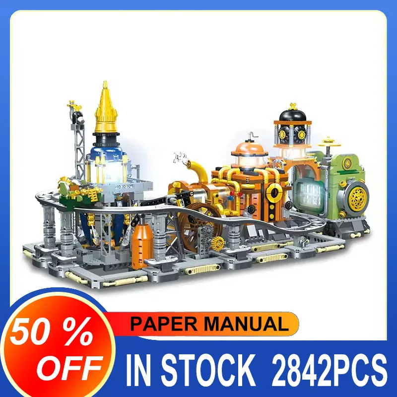 

New JJ9114 2842pcs MOC Steampunk Moon Base Building Blocks Bricks Model Assembling DIY Toys for Children Christmas Gift Set