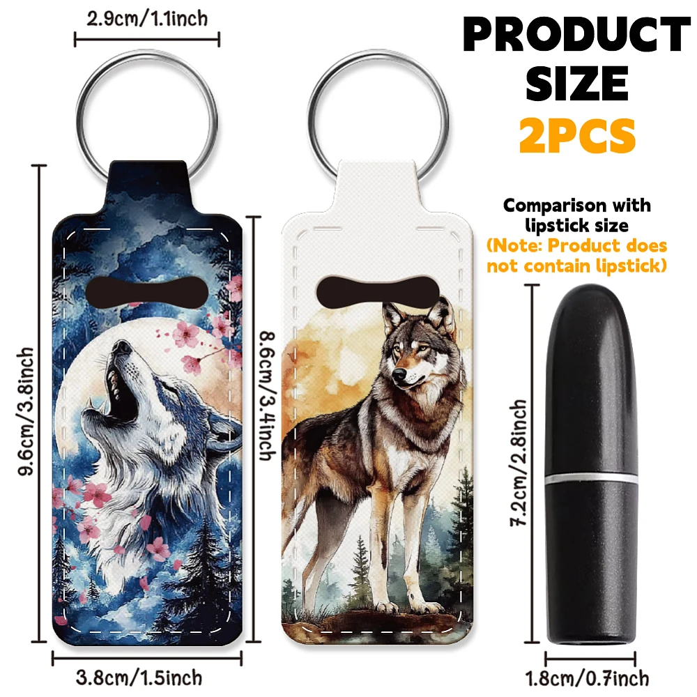2pcs Lipstick Holder Keychain Lip Balm Holders Elastic Diving Fabric Lipstick Keychain Key Ring Holder for Chapstick