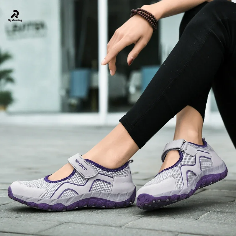 2025 الصيف تنفس حذاء المشي النساء أحذية رياضية الشقق حذاء كاجوال مريح شبكة السيدات عدم الانزلاق الأحذية #3