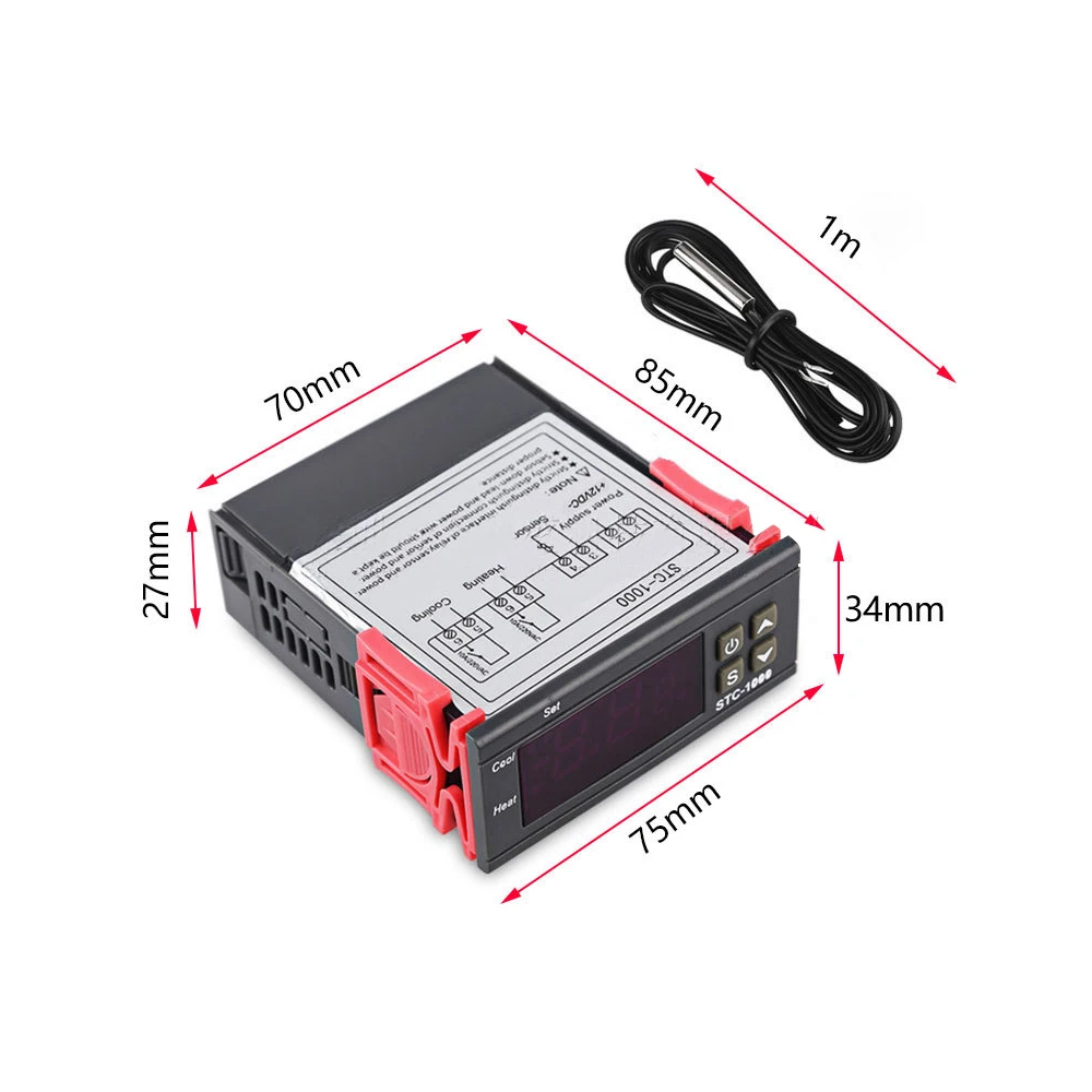 STC-1000 LED Digital Temperature Controller Thermostat for Incubator Refrigerator Thermoregulator Relay Heating Cooling 220V