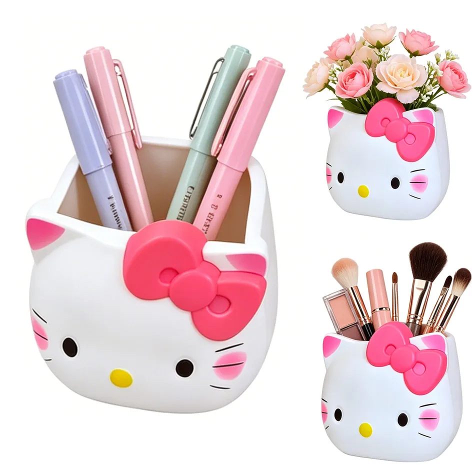 Cute Kawaii Sanrio Characters Figure Pen Cup Hello Kitty Kuromi My Melody Desktop Storage Decor Collectible Toy Gift Office view 6