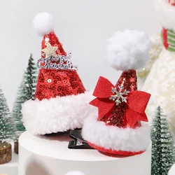 1Pcs Christmas Party Hair Clips Santa's Hat Hairpins for Children Hair Cards Dress Up Jewelry Hair Antlers Festive Headdress