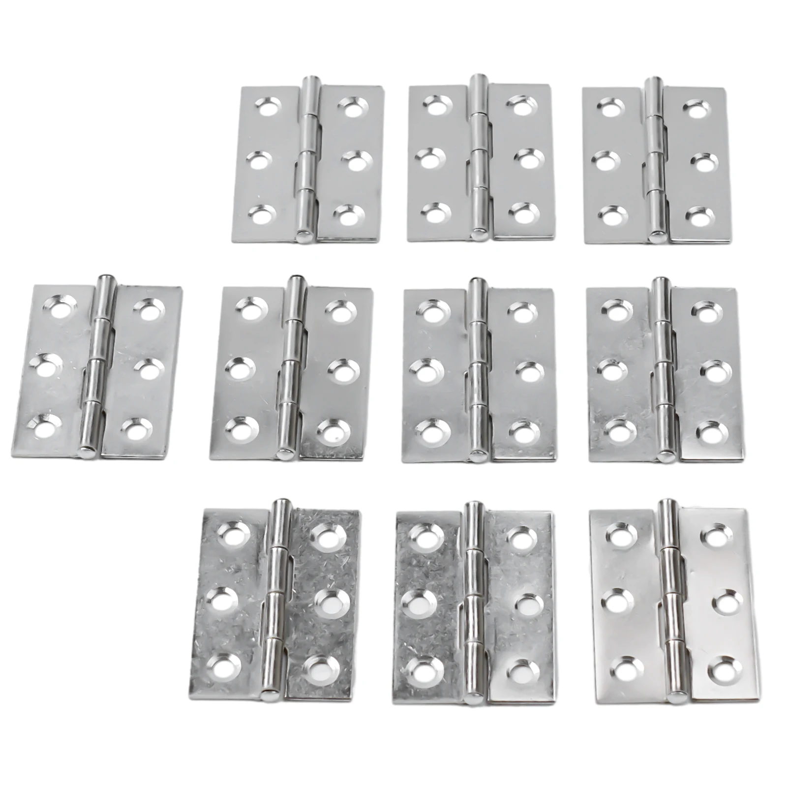 10pcs Stainless Steel Door Hinges Ball Bearing Butt Internal For Furniture Bookcase Window Wooden Doors Silver