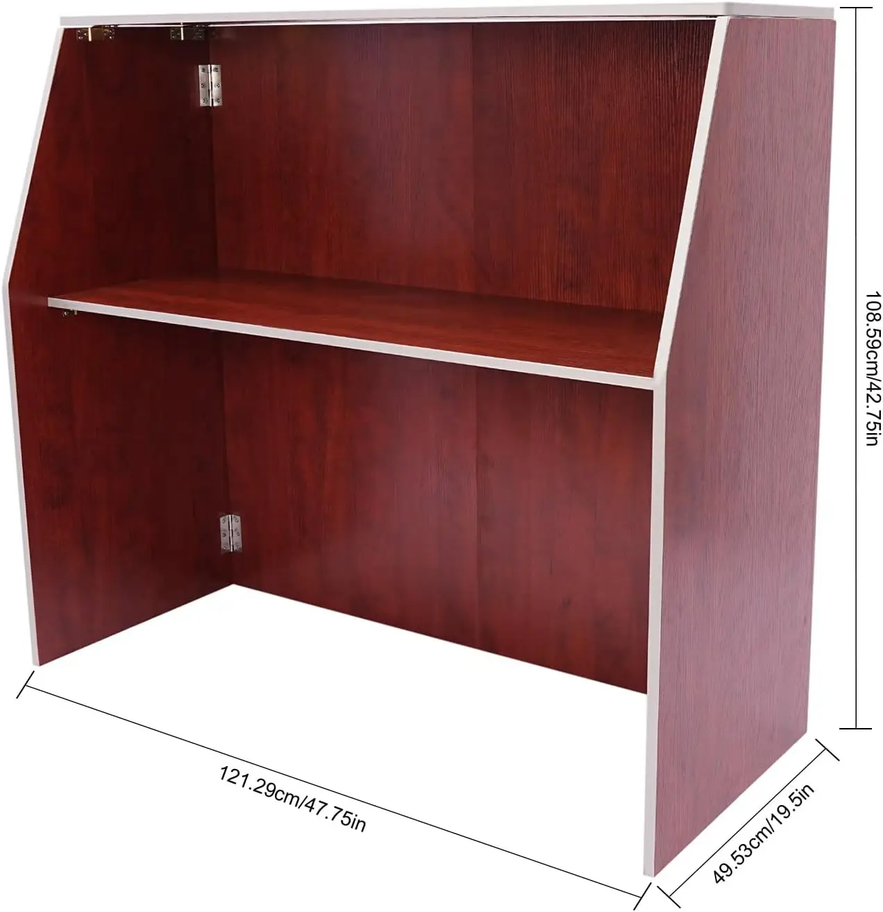 บาร์พับได้แบบพกพาสำหรับงานอีเวนต์ ขนาด 4 ฟุต พร้อมชั้นวางด้านบนและด้านกลาง, โต๊ะบาร์เทนเดอร์แบบพับได้พร้อมตู้เก็บของ, โต๊ะเคลื่อนที่เคลือบลามิเนต