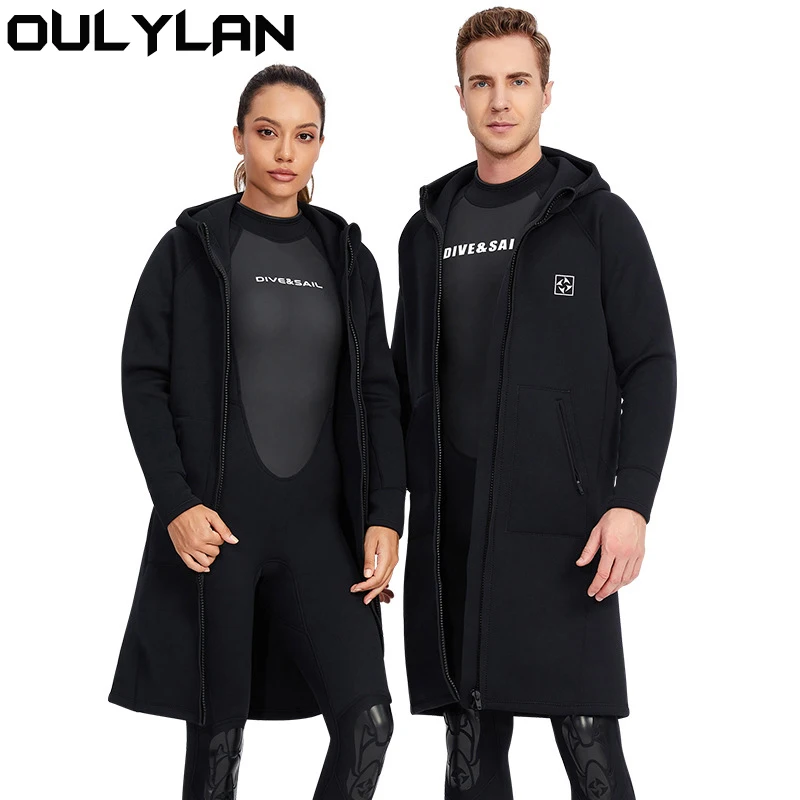 

Oulylan 3MM Neoprene Diving Suit Men's Hooded Warm Windbreaker Paddle Board Sailing Surfing Cloak