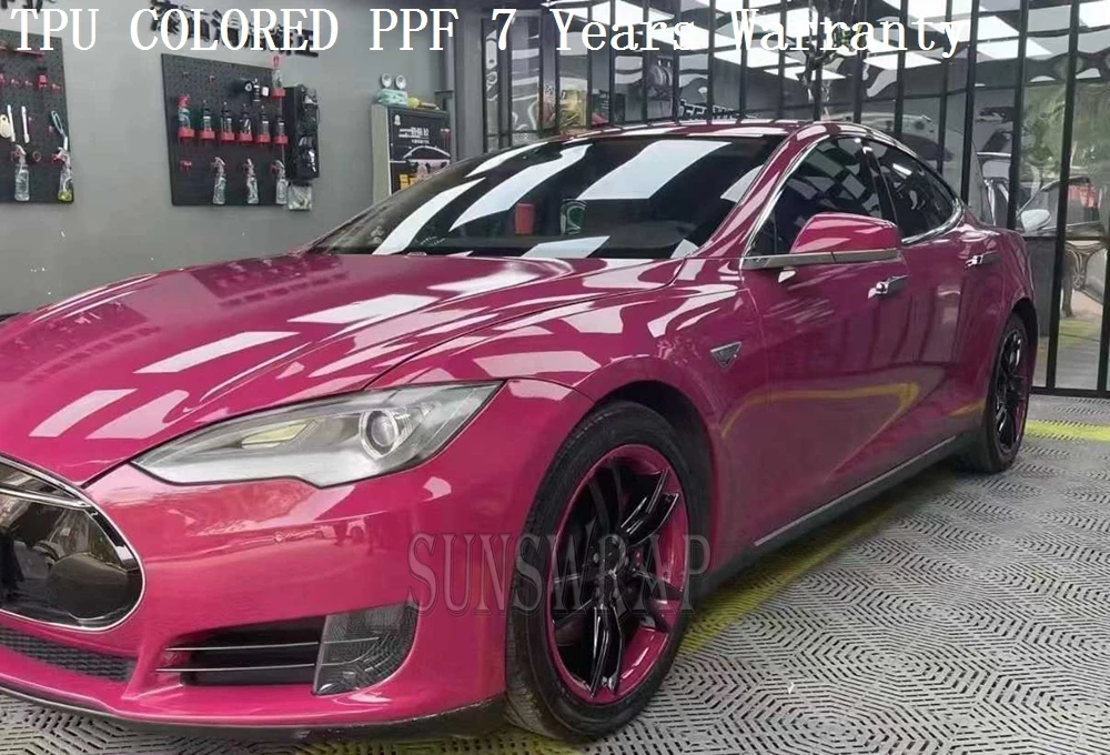 High Gloss COLOR PPF Crystal Gem Red Car Bra, Hydrographic Vinyl for Wet Application-self healing PPF Film 5x52ft/roll