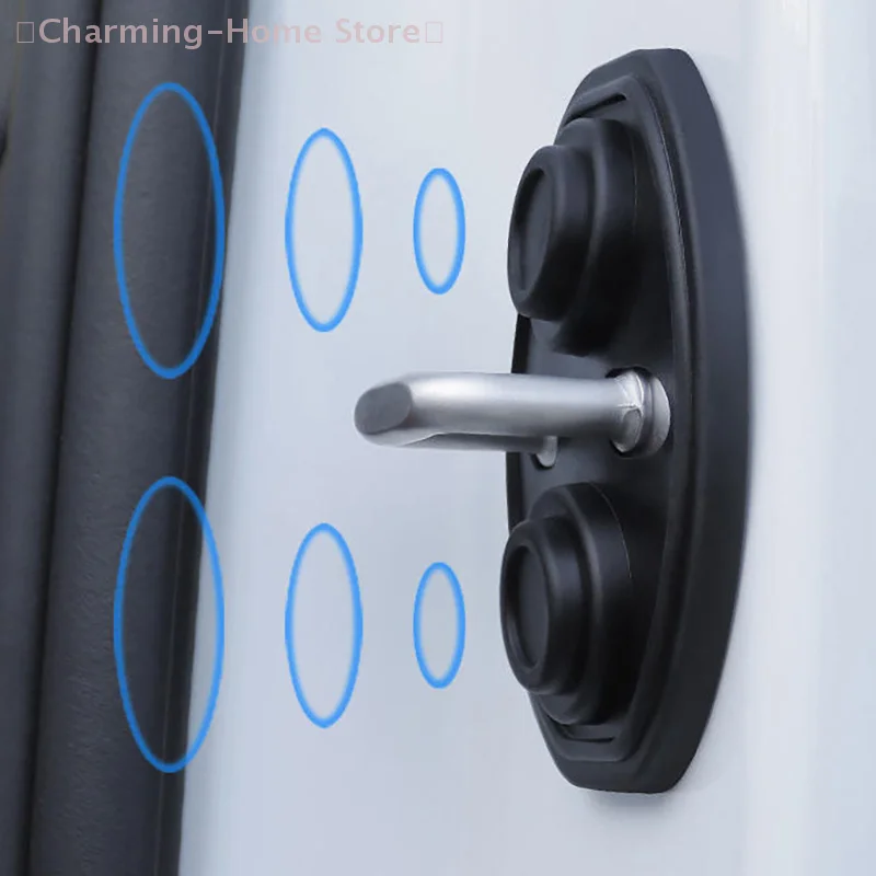 【M】 1/4 قطعة باب السيارة إغلاق وسادة سيليكون مقاومة للصدمات كتم امتصاص الصدمات أغطية حماية مزلاج باب السيارة الملحقات