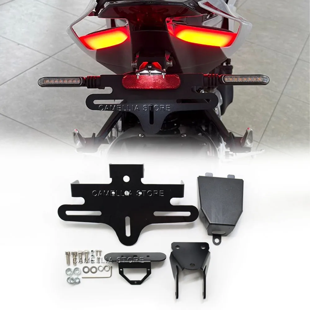 Per Zontes 703RR Accessori moto Porta targa a coda corta per moto impermeabile nero in lega di alluminio