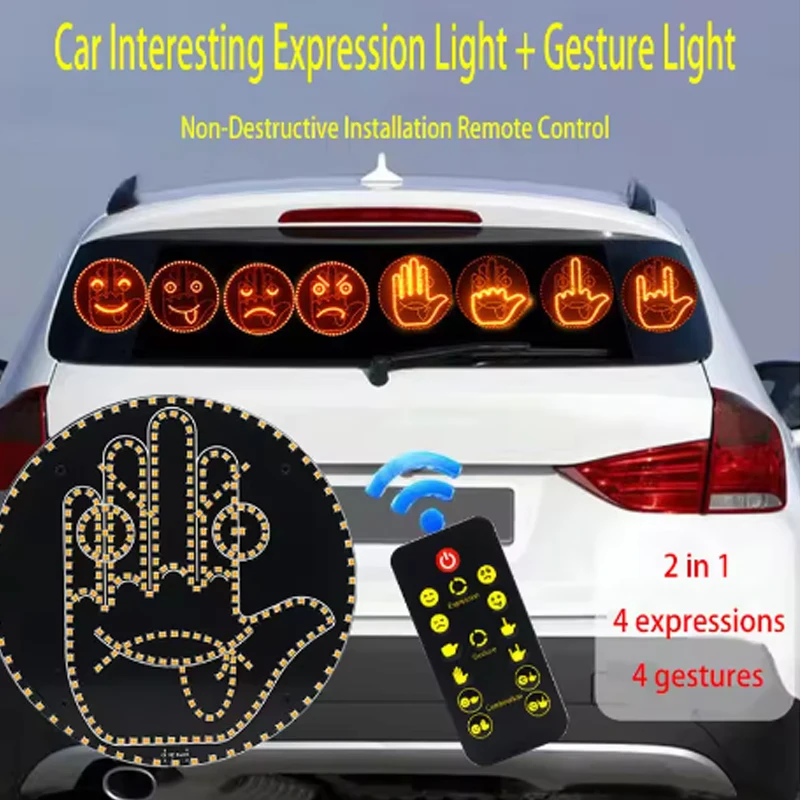 Creative Fun Three Models Gesture Lamp Car Interior Rear Windshield LED Hand Gesture Sign Middle Finger Sign Warning Brake Light