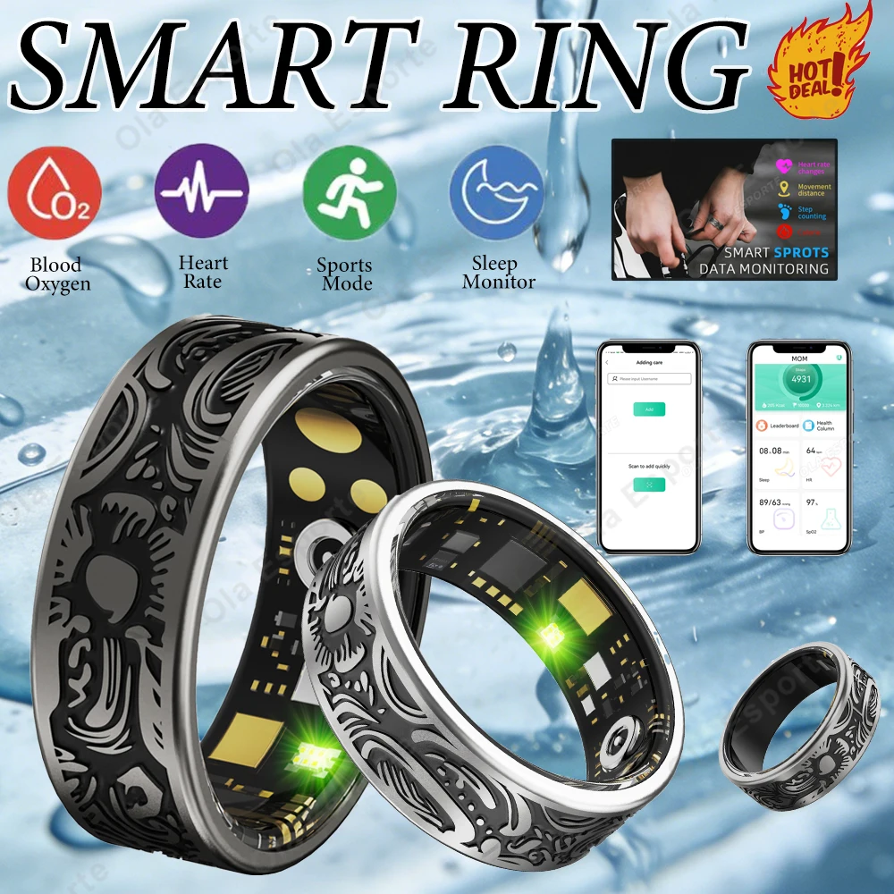 

Smart Ring Heart Rate Blood Pressure Blood Oxygen Sleep Monitoring Step Counting Activity Tracking Family Friends Sharing Ring
