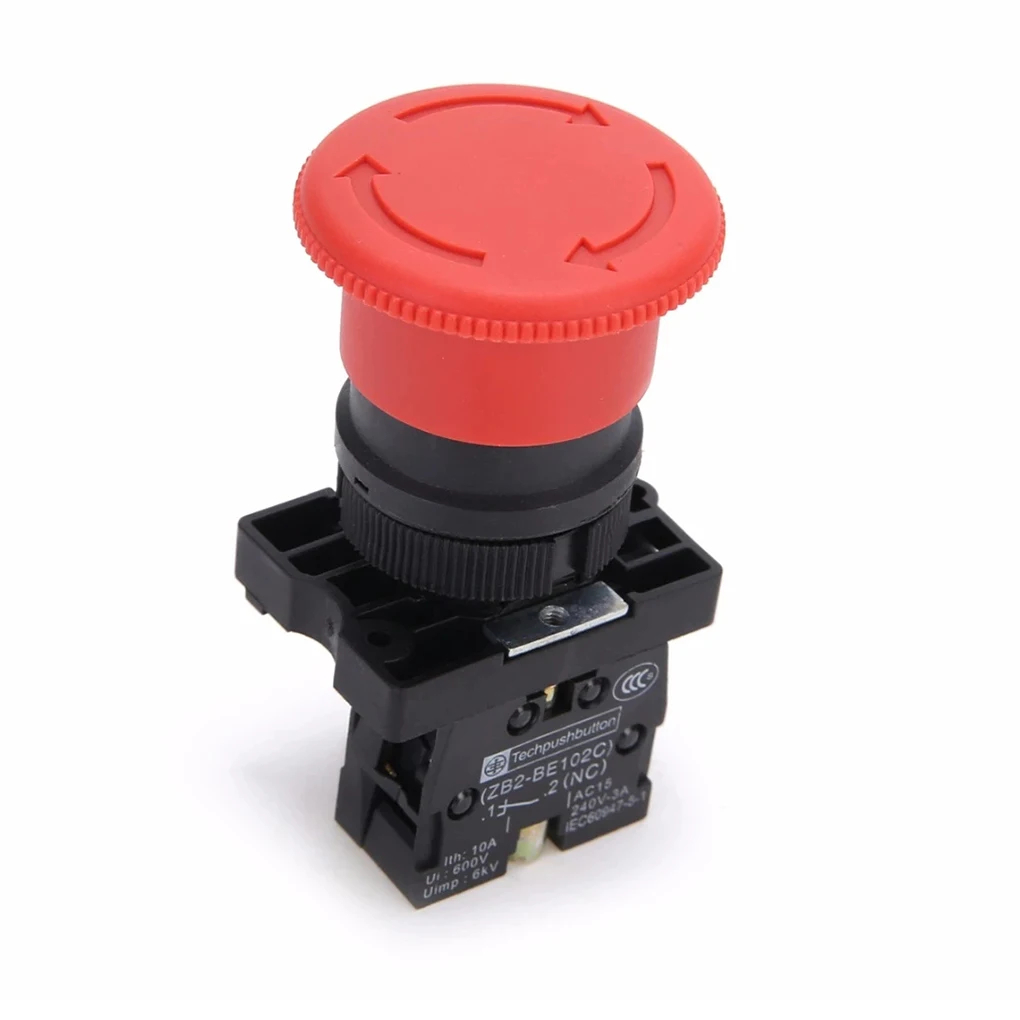 Industrial Starter Emergency Stop Switch Screw Terminal Constant Close Push Button Switches 22mm Mounting Hole Machine