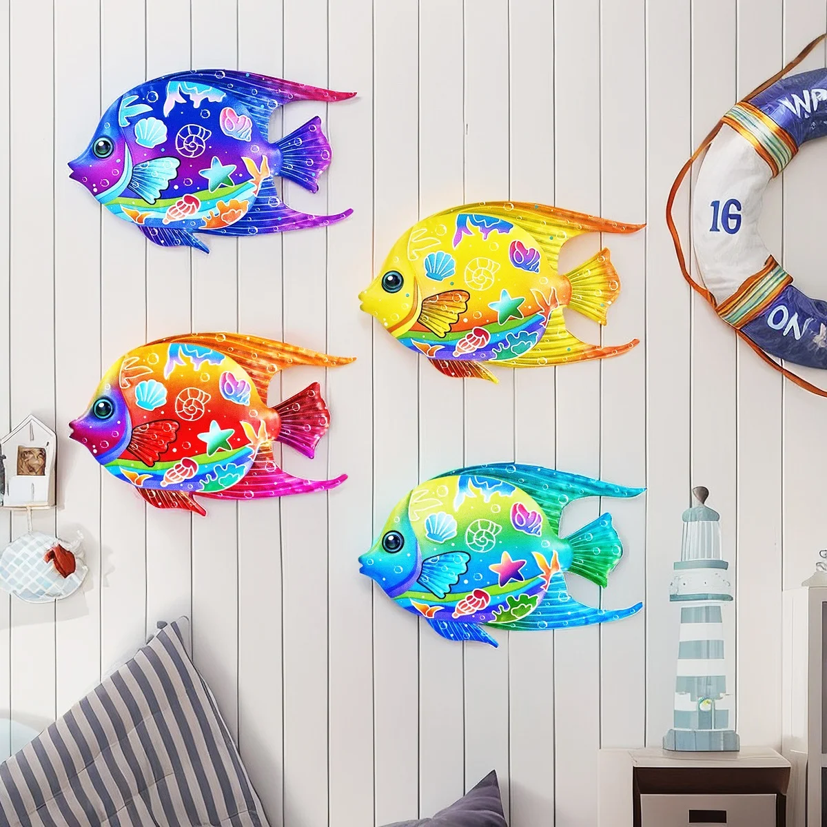 لافتة للنظر معدنية المحيط الأسماك جدار ديكور معلق جدار في الهواء الطلق حديقة النحت التماثيل ساحة المنزل حفلة بركة الحمام غرفة المعيشة