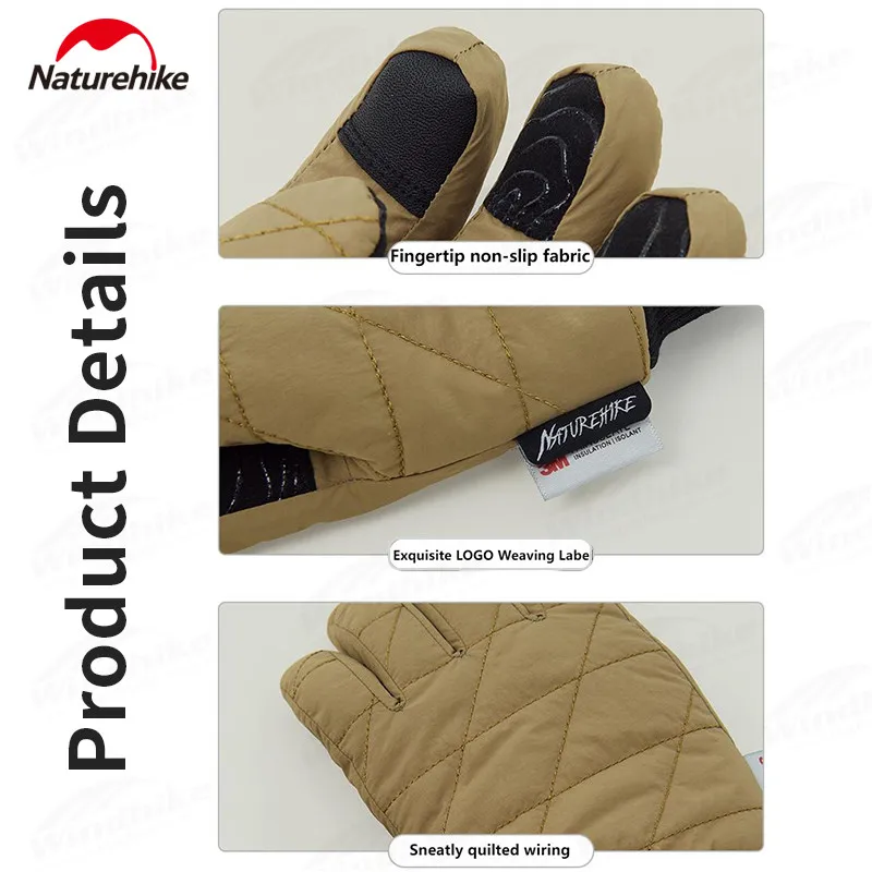 Naturehike-guantes de algodón para hombre y mujer, manoplas antideslizantes para deportes al aire libre y escalada de montaña, 90% M, para invierno