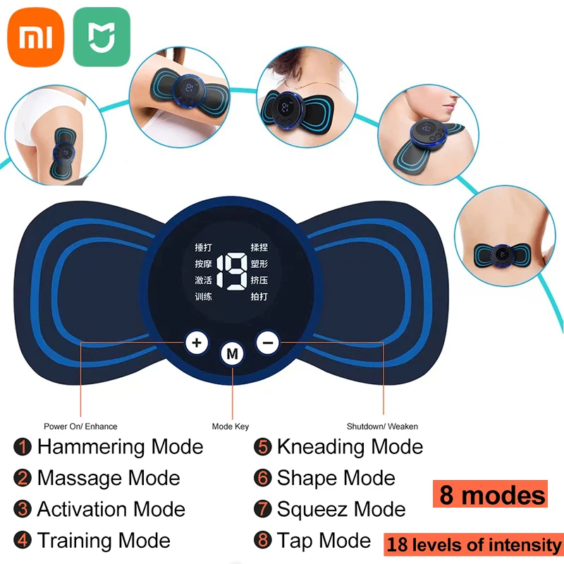 Xiaomi-Mijia Mini Massageador De Pescoço, Costas Cervicais, Patch De Alívio Da Dor Muscular, Esteira Estimuladora Massageador, Ferramenta Portátil De Cuidados De Saúde Corporal