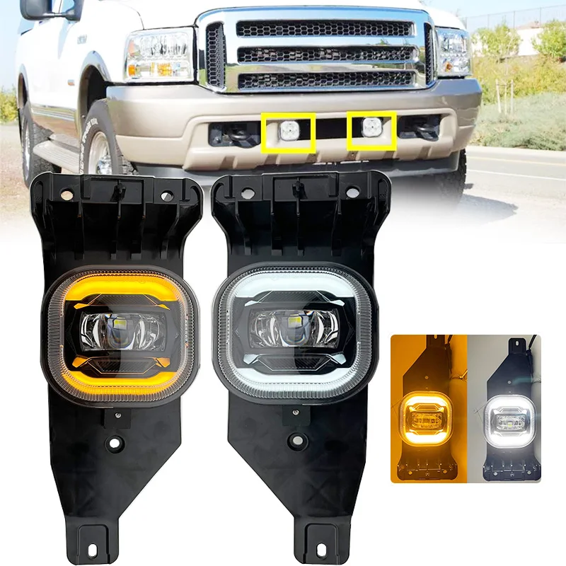 New Design Diecast Aluminum Led Fog Lights For Cars Ford F250 F350 2005 2006 2007 With Running And Turning Light White & Yellow