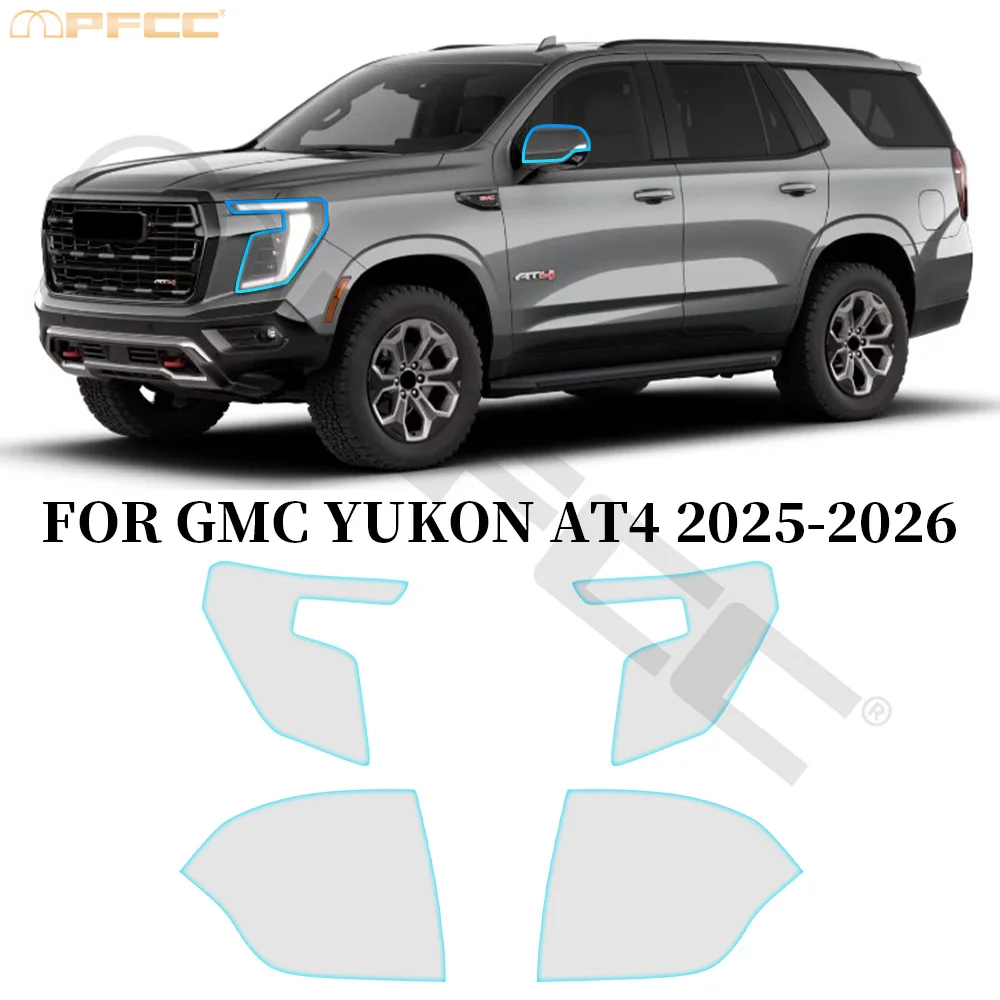 

For GMC YUKON AT4 2025-2026 Headlight Rearview B Pillars Film Pre-cut PPF TPU Paint Protection Film Anti-Scratch Car Clear Bra