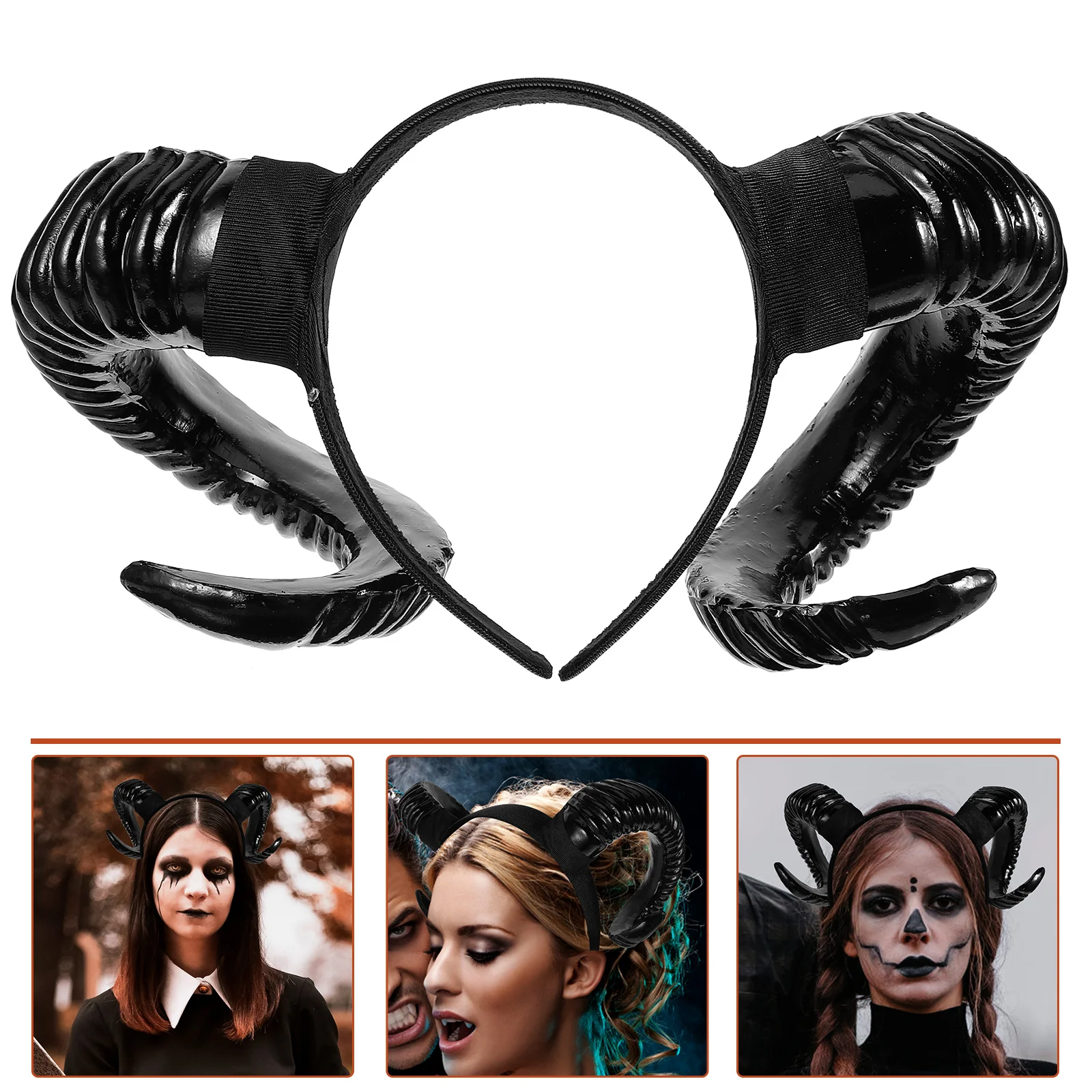 

Simulation Horn Headband Sheep Black Headdress Christmas Halloween Props Horns Gothic Clasp Man