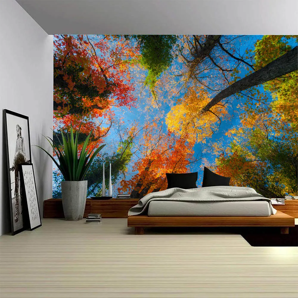 

Forest Starry Sky Tapestry Bedroom Ceiling Decoration, Blue Starry Sky Aesthetic Wall Hanging Cloth, Living Room Background Wall
