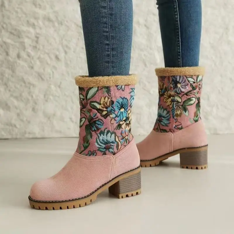 

35-43 Size Large-sized Snow Boots For Women Fashionable Thick-Soled With Added Insulation Warm And Cozy Casual Cotton Shoes