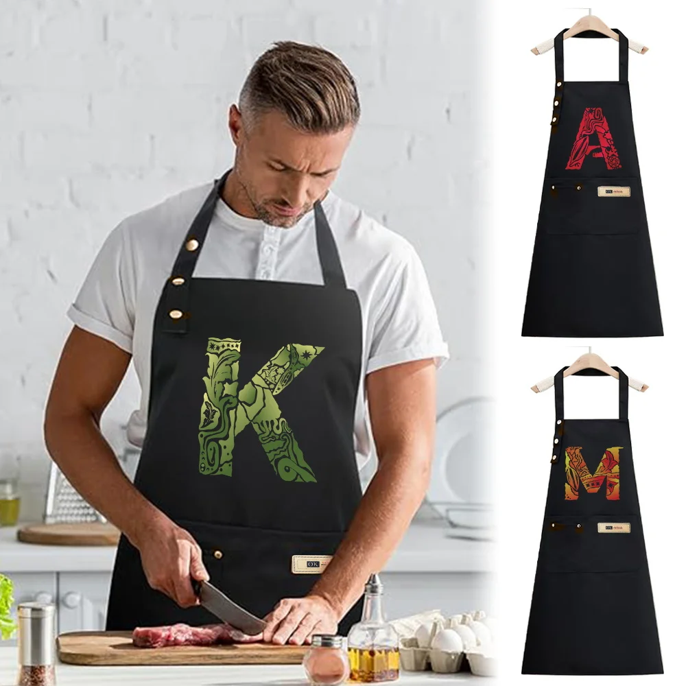 Apron Cook Clothes Waterproof Stain-Resistant Kitchen Essential Adjustable Strap Multiple Pockets Baking Accessory engrave image