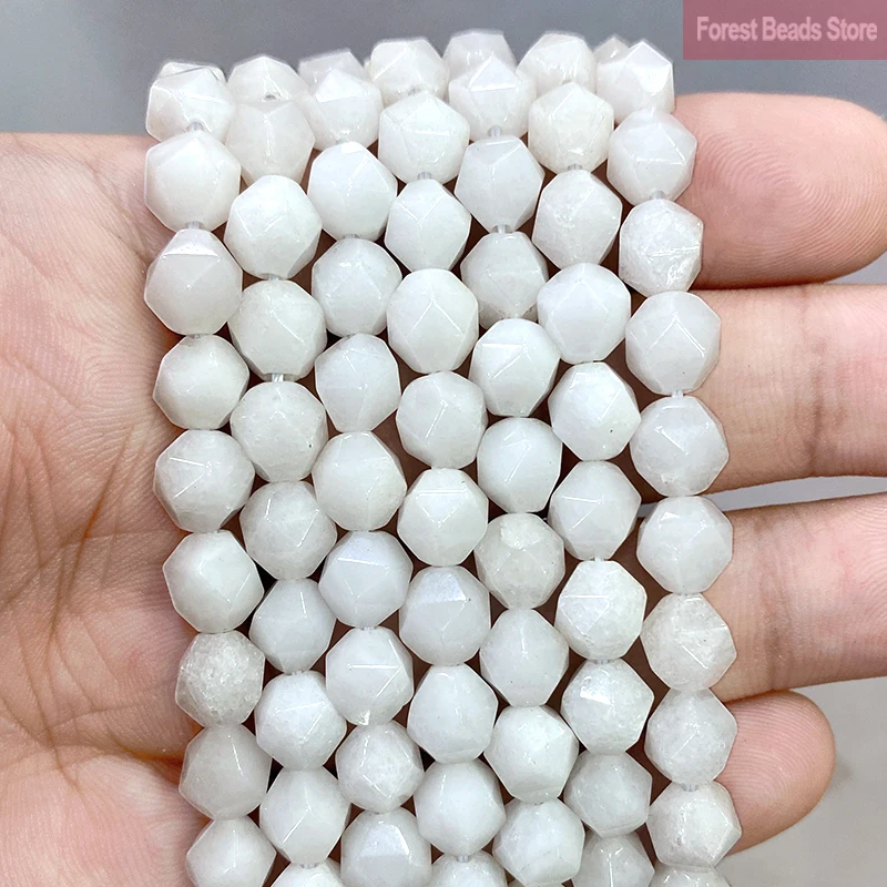 

Natural Stone Faceted Porcelain White Jasper Spacer Beads 14" Strand 6 8 10MM for Jewelry Making DIY Charms Bracelet Necklace