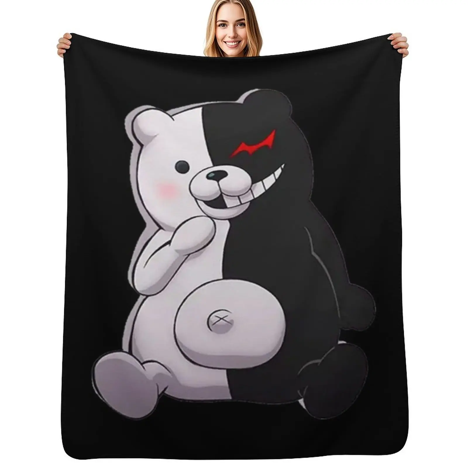 

Monokuma and Monomi Sticker Throw Blanket Summer Cool Breathable Blanket for Sleeping