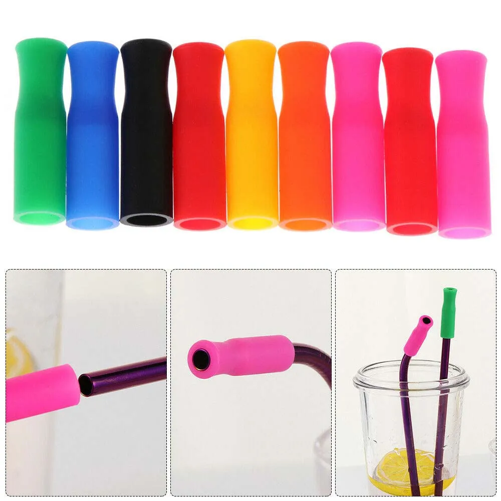 Silicone Prevent Scald Straw Cover Fit for 6mm Wide Stainless Steel Straws Party Accessories Teeth Protector Straw Tip Bar Tool