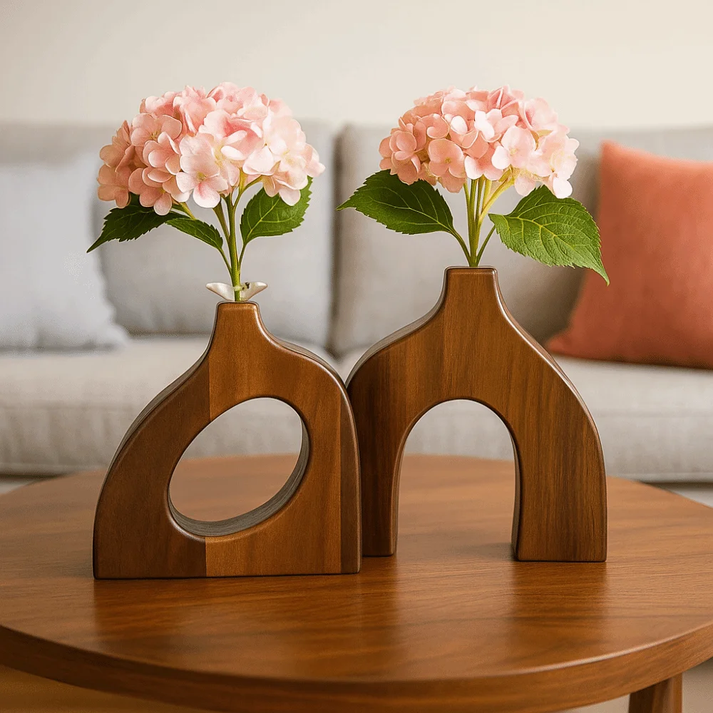 Irregular Shape Wooden Vase Simple Style Solid Wood Flower Container High-end Craftsmanship Floral Arrangement Vase