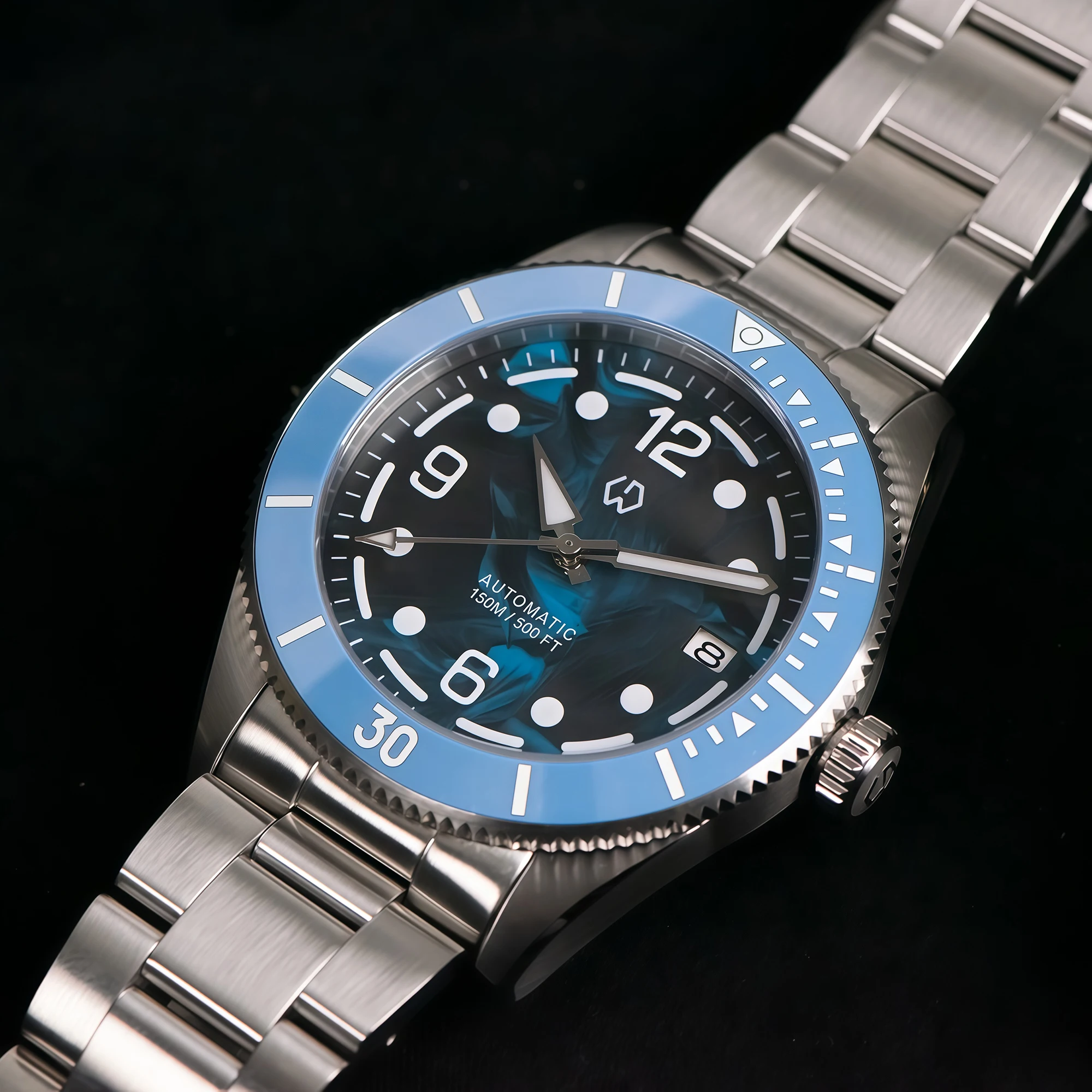 WISHDOIT montre mécanique NH35 de Style classique pour hommes cadran en Fiber de carbone 150 profondeur montre de plongée avancée étanche