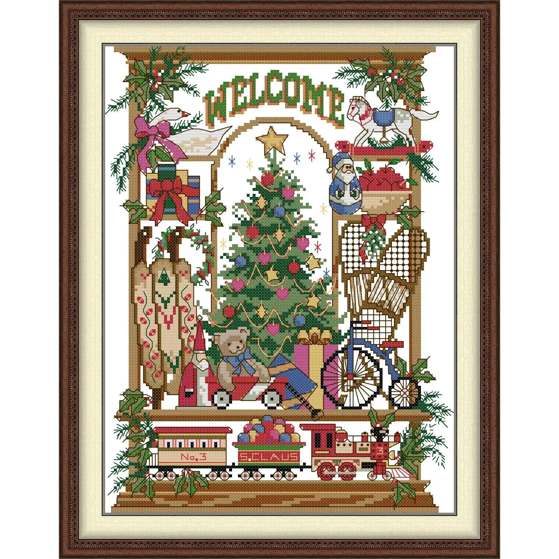 Joy Sunday Pre-printed Cross Stitch Kit  Easy Pattern Aida  Stamped Fabric Embroidery Set-Welcome