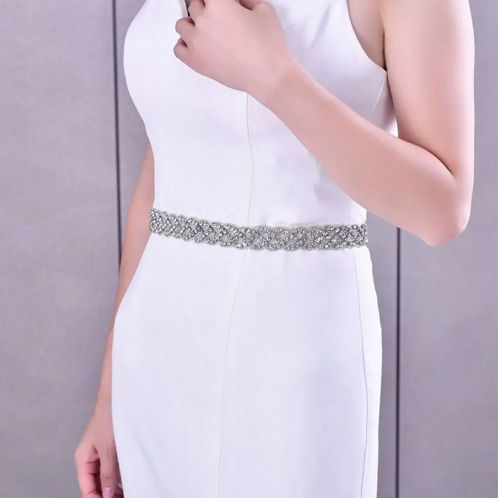 Elegant Bling Rhinestone Belt Binding Method Luxury Long Ribbon Waist Belt Adjustable Dress Decorative Sash Wedding Banquet
