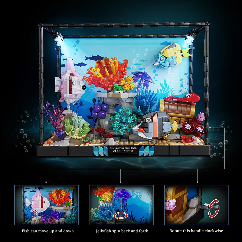 海洋生物水槽ビルディングブロックライト付き 3D 水族館サン - Marine Aquarium Cube のレビューと価格