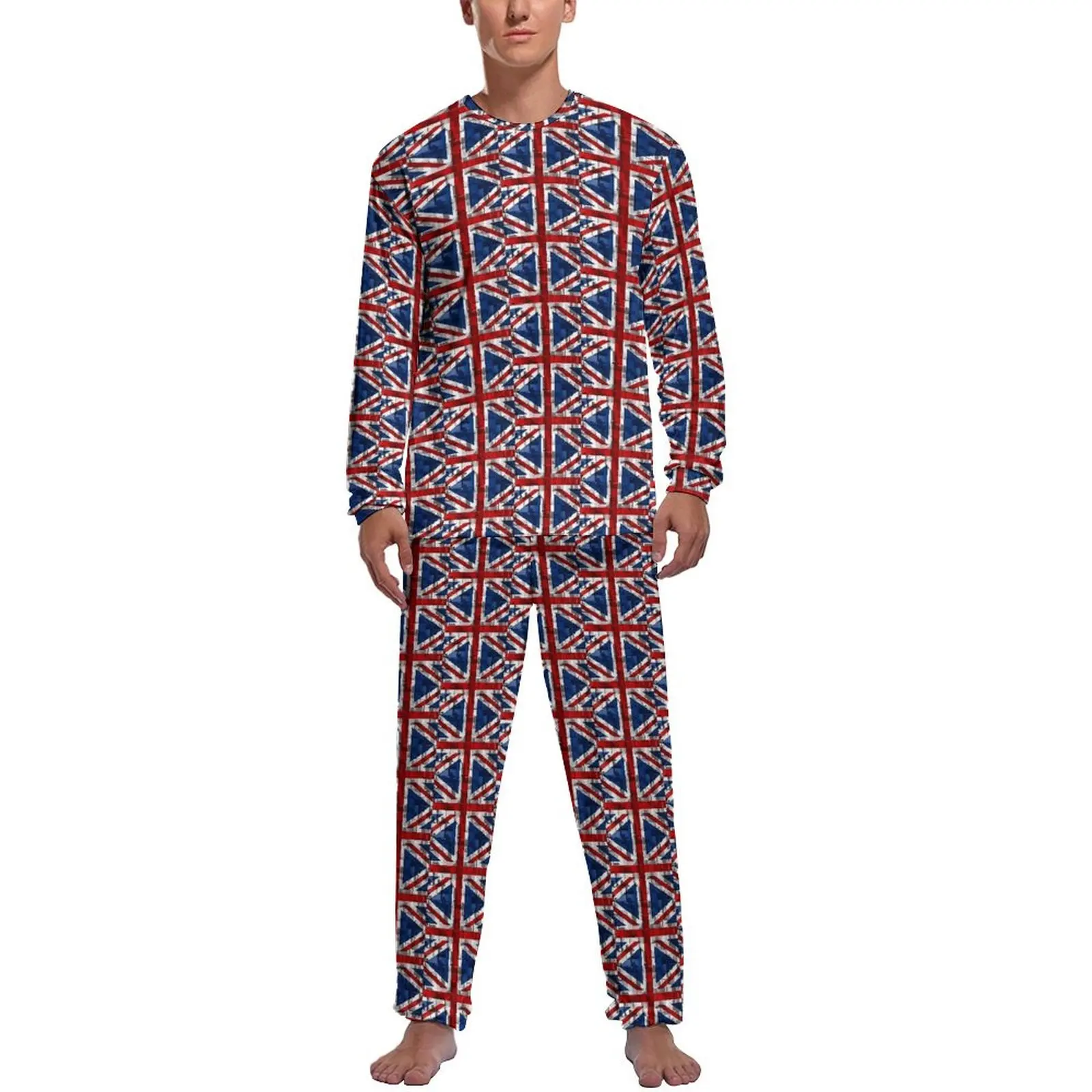 

British Flag Pajamas Autumn UK Flag 3D Aesthetic Sleepwear Men Two Piece Graphic Long Sleeve Trendy Pajama Sets