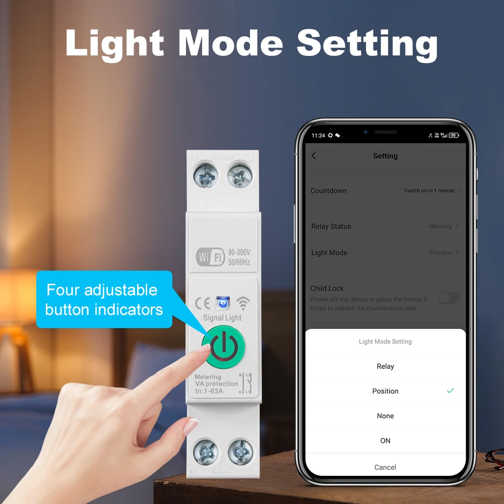 1-63A 1P+N WLAN-Smart-Leistungsschalter mit kWh-Messung, Timer-Relais, MCB, Spannungs- und Stromschutz, kompatibel mit Tuya, Alexa, Google – Detail 12