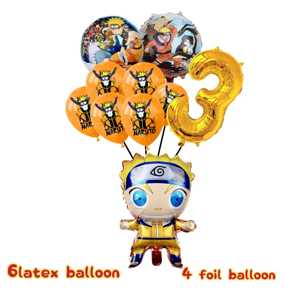 مجموعة بالونات فويل لأعياد الميلاد من ناروتو، لوازم تزيين حفلات كرتونية، هدية لحفلات استقبال المولود الجديد باللون الأرجواني والأحمر والأصفر