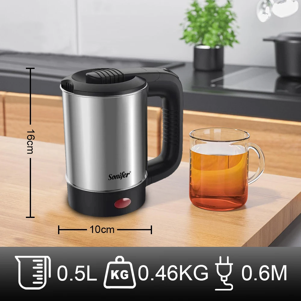 Portable Travel Electric Kettle, Mini Tea/Coffee Pot,Compact & Durable. Perfect for Travel