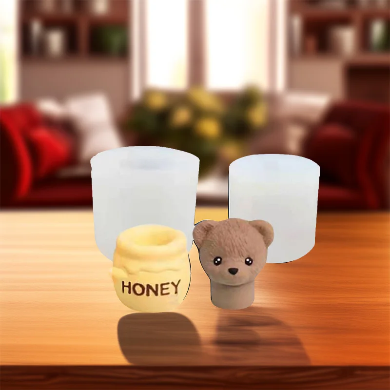 1 Piece, Teddy Bear Aromatherapy Candle, Foolish Bear Mold, Handmade Bear Honey Can, Gypsum Candle, Silicone Mold view 3