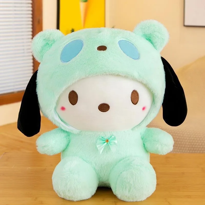 Cute Sanrio Hello Kitty Melody Doll Kuromi Cross Dressing peluche Doll Kawaii White Bear Cinnamoroll Girl regalo di compleanno