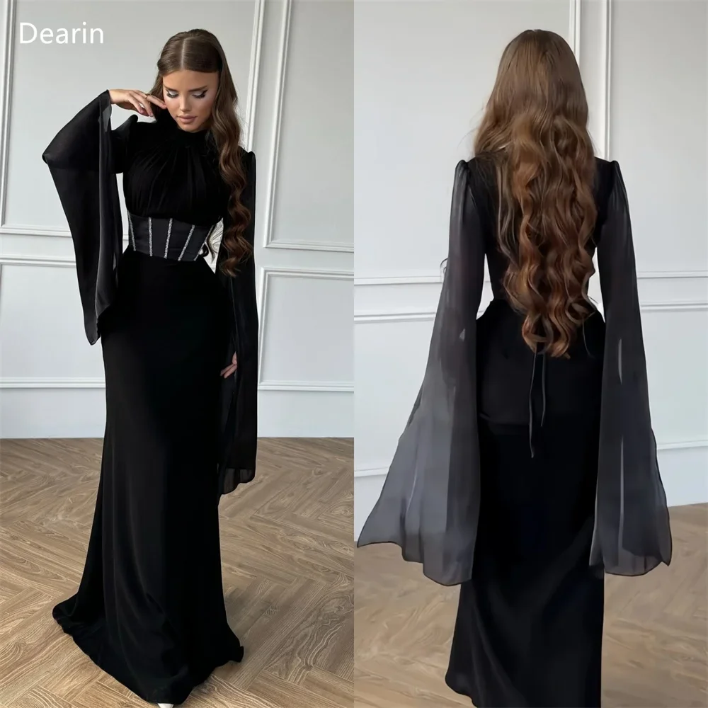 

Customized Evening Dress Prom Gown Women Formal Dearin Scoop Neckline Mermaid Floor Length Skirts Tulle Beading Bespoke Occasion