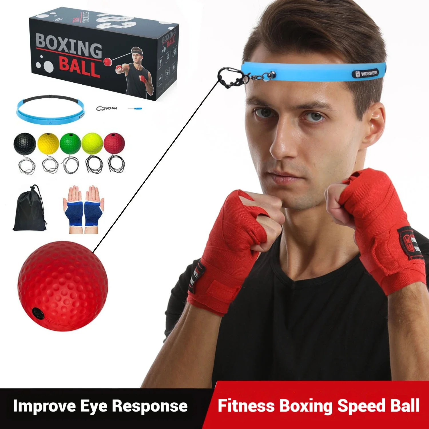 Adult & Children Head-Mounted Boxing Reaction Ball Magic Speed Decompression Vent Ball for Home Fitness Training Entertainment