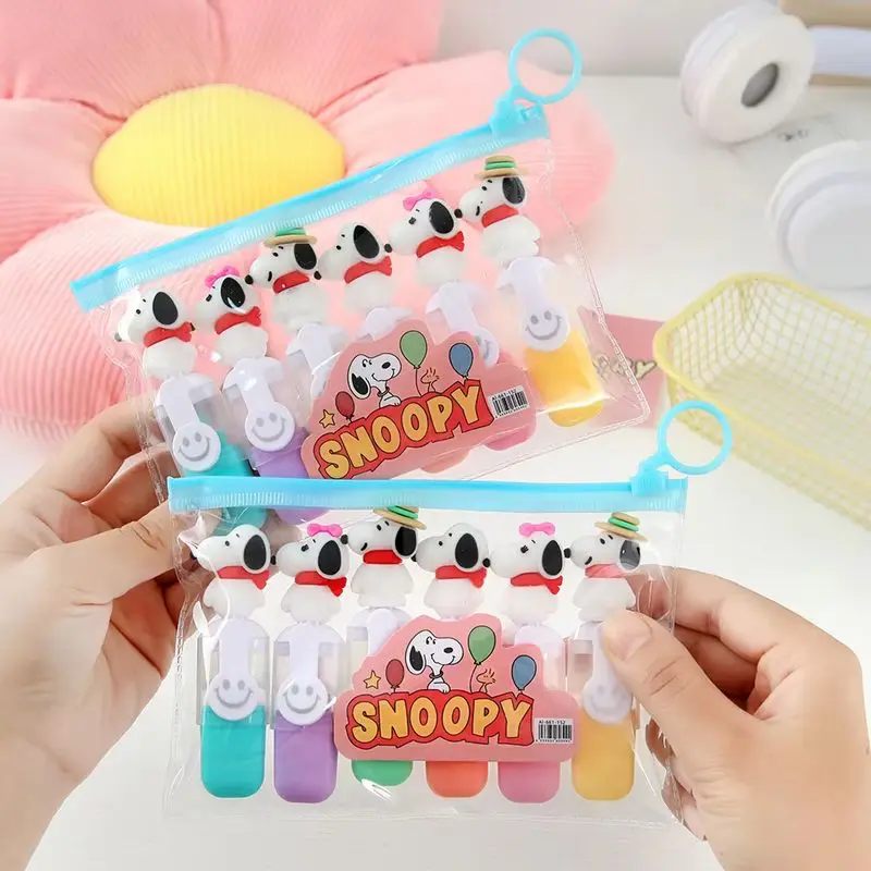 6/30pcs Japanese Kawaii Snoopy Highlighter Cute Mini 6 Color Set Color Marker Student Highlighter Stationery Gift view 3