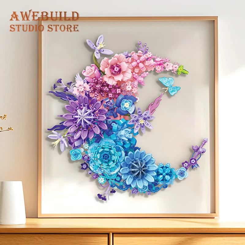 Eternal Moon Flower Building Blocks Romantic Bouquet Toys Creative Plant Rose MOC Brick Wall Decoration Wife Valentine Gifts DIY - view 3