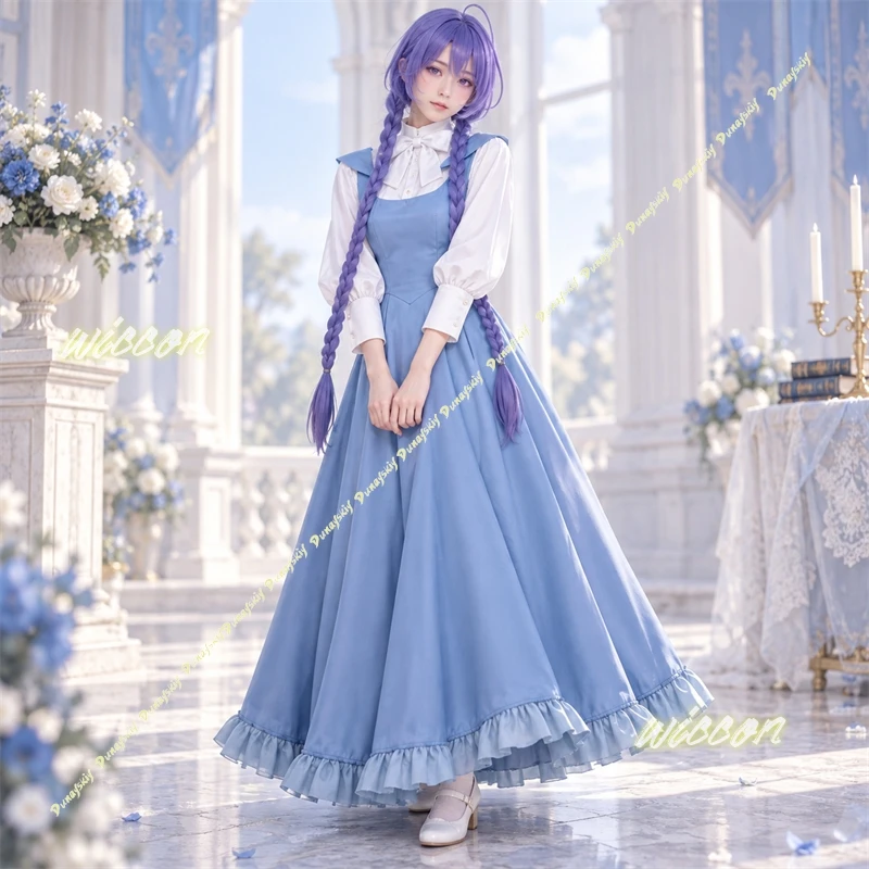 Anime Mushokuku Season 3 Tenseiei Roxy Migurdia Costume Kawaii Cute Lolita Blue Long Dress Bow Lotus Leaf Lace Halloween Cosplay
