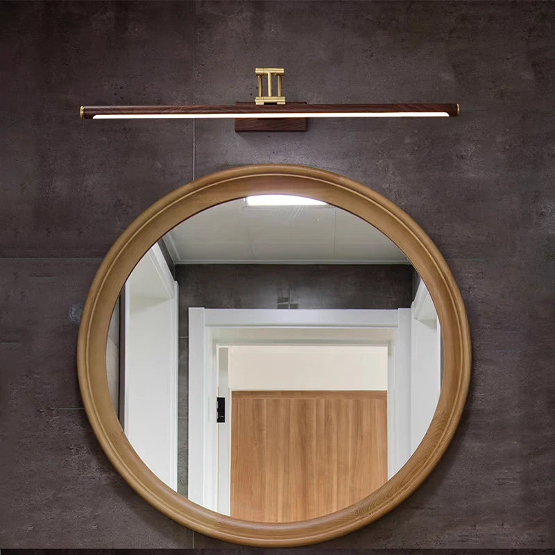 Nordic LED Mirror Front Light Walnut 44/57CM Bathroom Lighting Bedroom Vanity Washroom Kitchens Indoor Lighting Led Wall Sconces