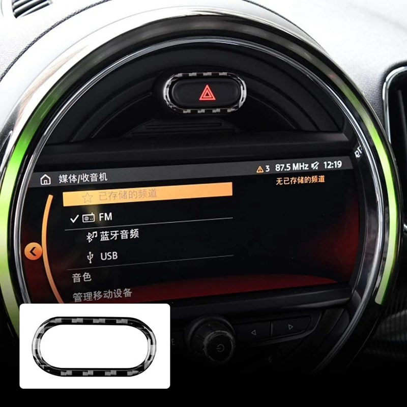 Carbon Fiber Car Warning Light Button Cover Trim Sticker For Mini Cooper Countryman F60