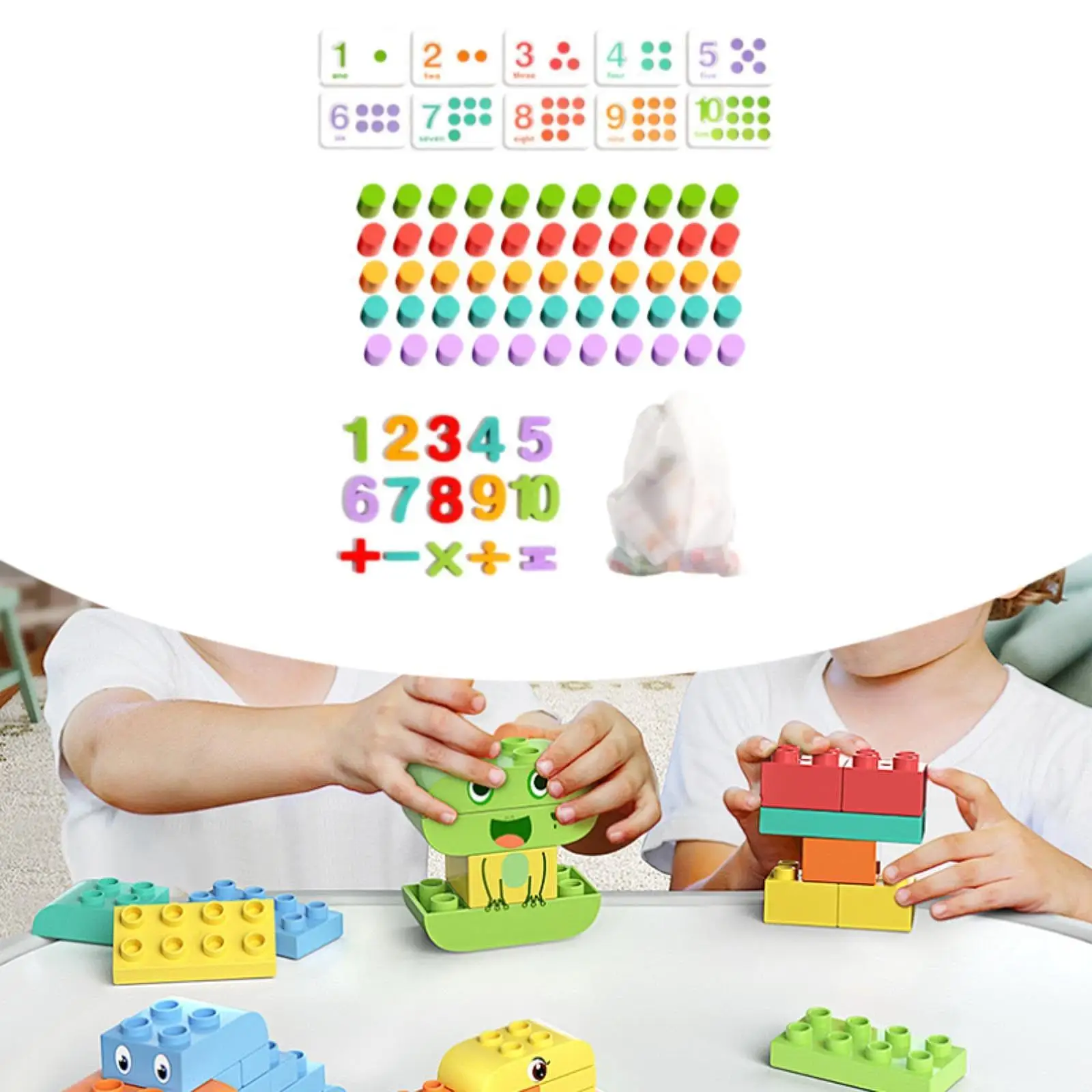 Counting Wooden Toys Educational Math Game Early Learning with 55 Pegs for Home School