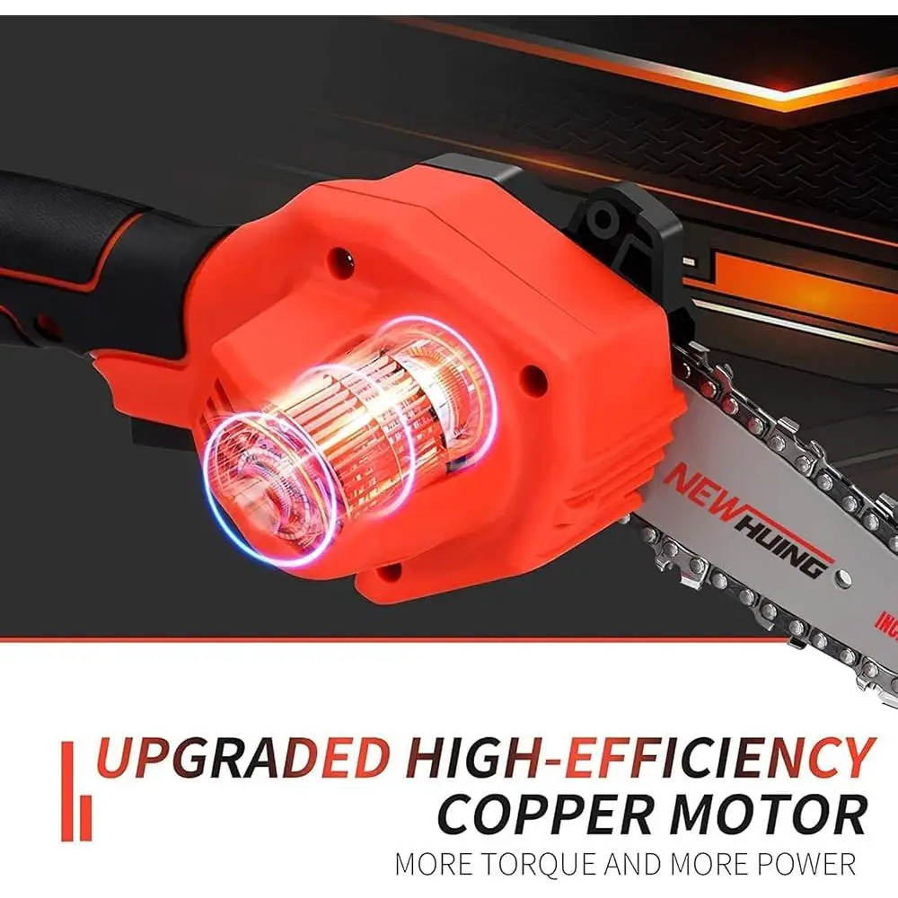 Portable Mini Cordless Chainsaw Kit 6 Inch One Hand Electric Tree Saw 21V Rechargeable Battery High Efficiency Motor Lightweight