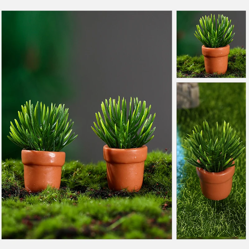 1Pcs Dollhouse Miniature Green Plant Pot Furniture Home Decoration Accessories