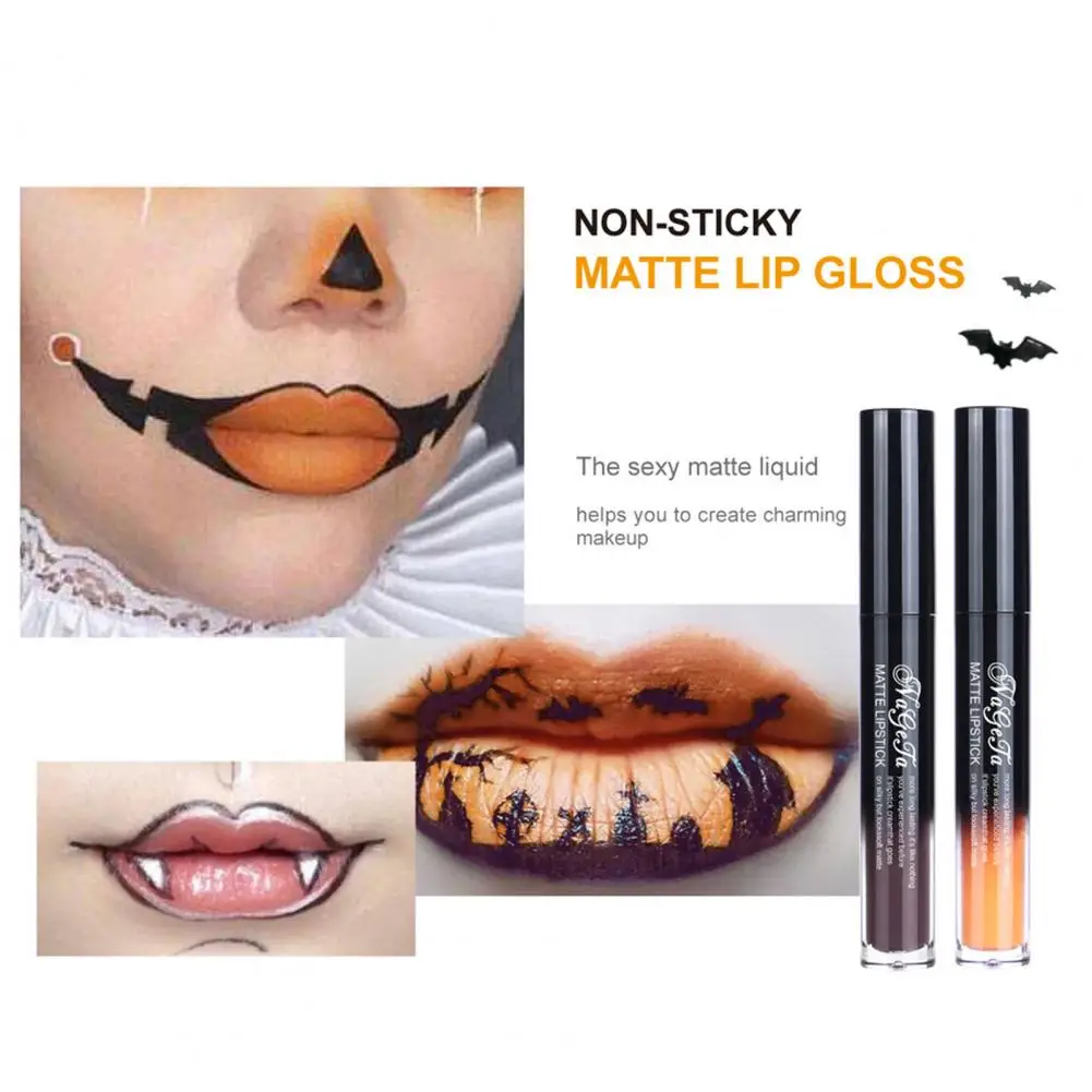 Halloween Lip Gloss Maquiagem Set, Brilho Labial De Longa Duração, Pintura Facial, Copo Não Pegajoso, Criar Brilho Spoky Looks