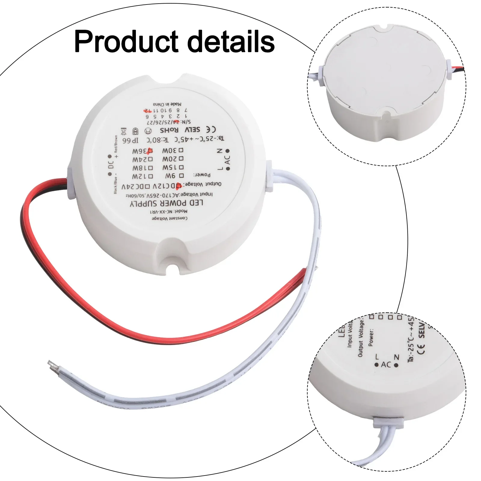 55*23mm 12V 24V Power Supply Robust Safety Features Short Circuit Protection Surge Protection Easy Installation